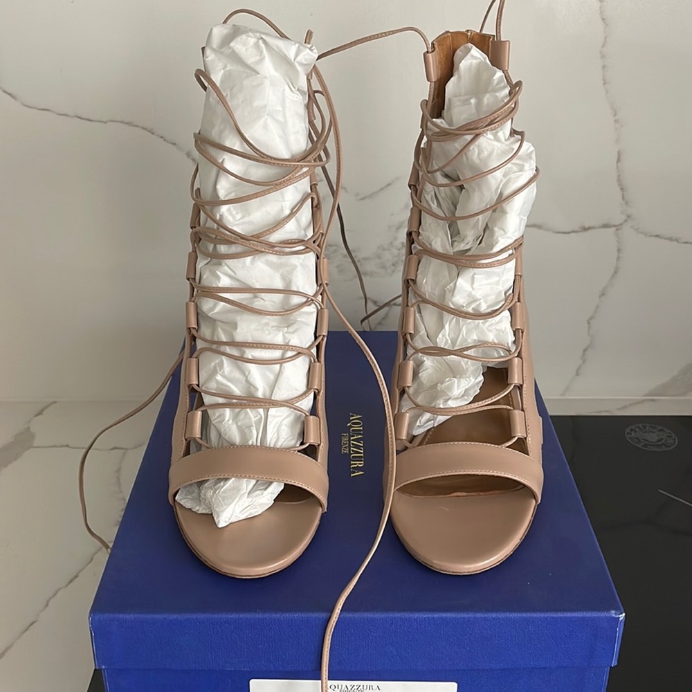 Aquazzura Amazon 105 nude leather